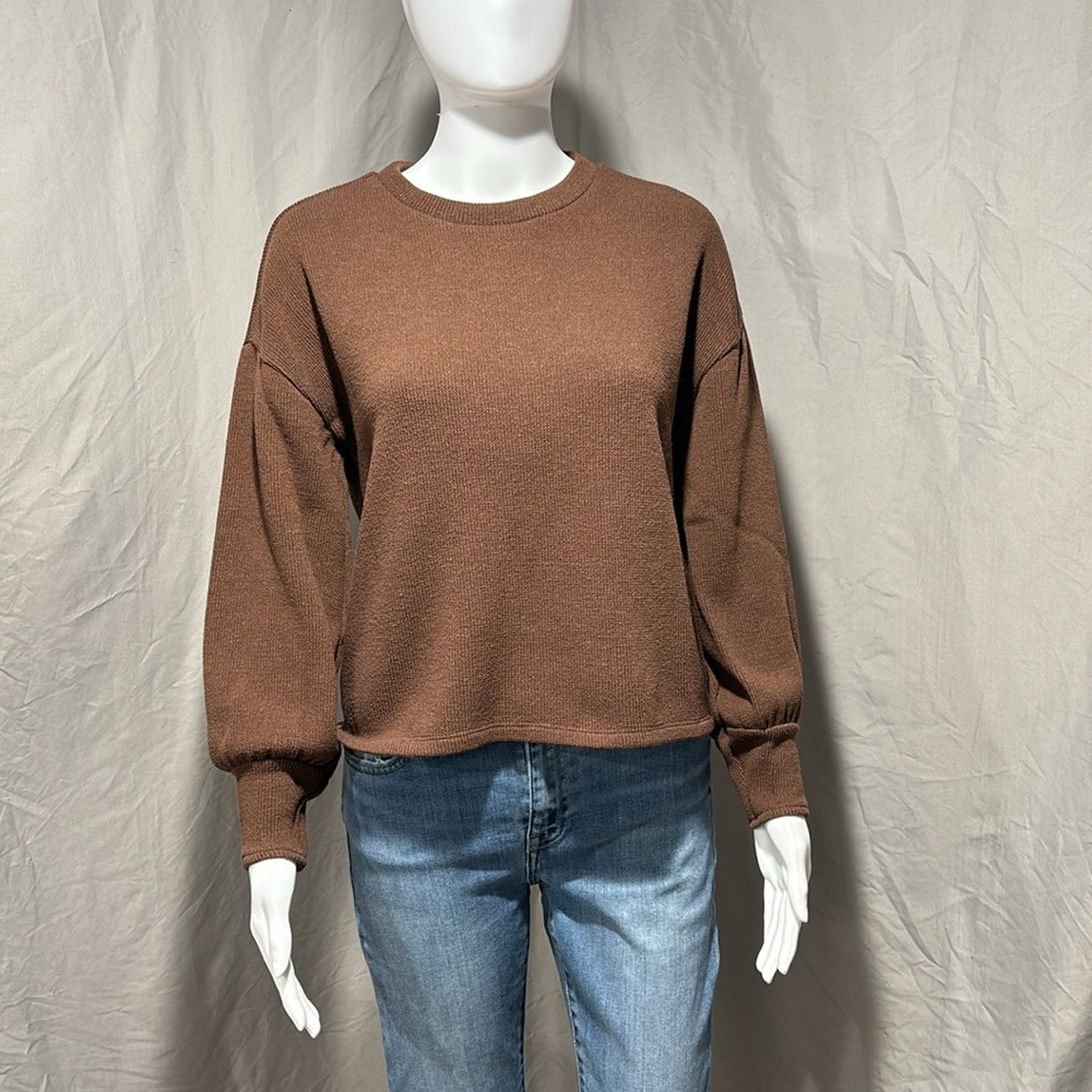 Madewell Pullover Cropped Sweater - Dark Brown SZ SM